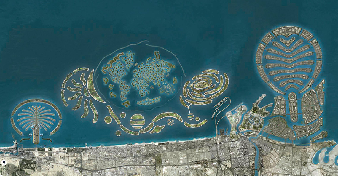 Искусственные острова в Дубае (проектный обзорный вид)