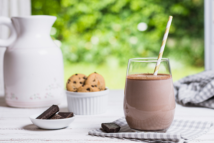 Cocoa in a glass on a table