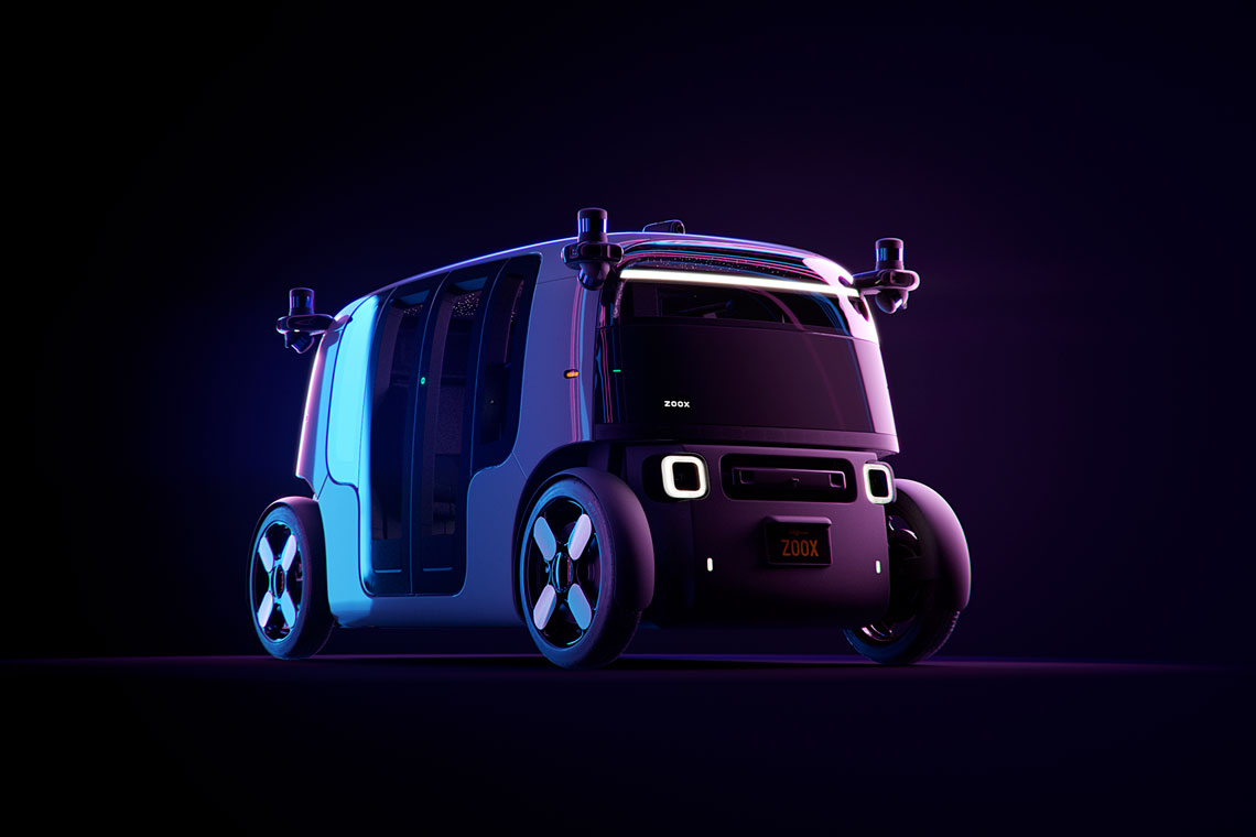 亚马逊旗下的 Zoox 展示了一辆几乎可以投入生产的机器人出租车。 首次亮相的是一辆电动汽车，具有对称的单卷车身长 3630 毫米和公共汽车式滑动门。