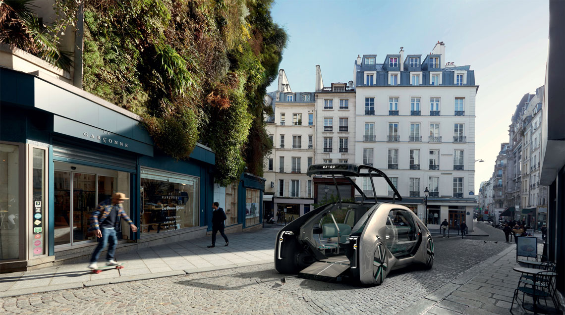 로봇 차량의 높이는 보행자의 도시 시야를 방해하지 않습니다.