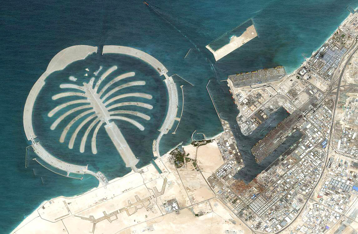 Palma Jebel Ali. La construcción comenzó en octubre de 2002, la isla se puso en servicio a finales de 2007