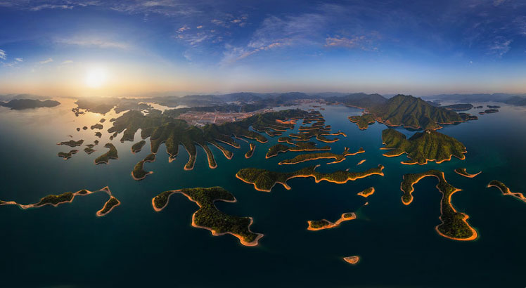 Jezioro Tysiąca Wysp w Chinach | Widok 360º