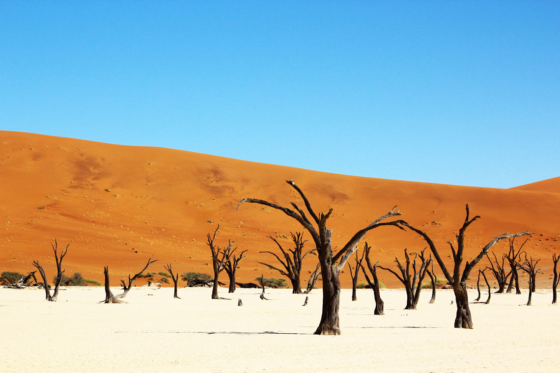 km². Ørkenen strækker sig 1900 km langs kysten af ​​Atlanterhavet fra byen Namibe i Angola, gennem hele Namibia til mundingen af ​​Olifants-floden i Kapprovinsen i Sydafrika.