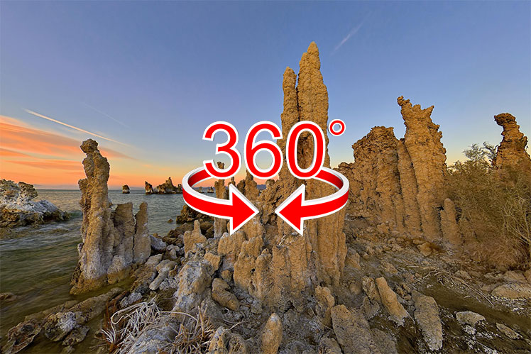 360°ビュー| モノ湖のエイリアンの風景