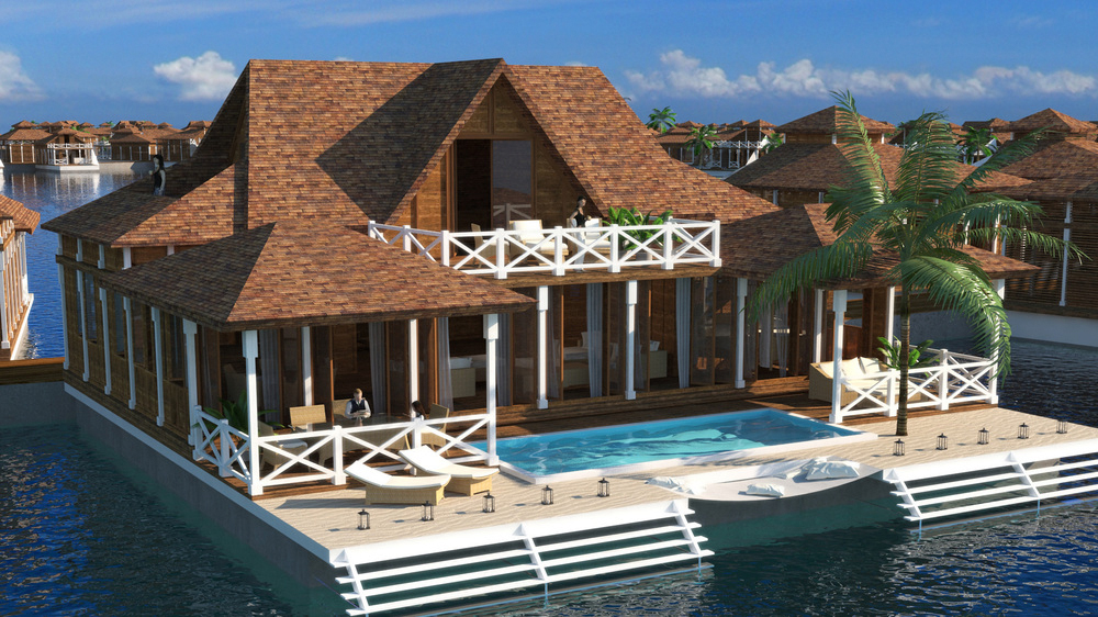 Den kejserlige Maldivier. Den største model af de tre, denne villa er 493 kvadratmeter stor og har fire soveværelser. Det store soveværelse ligger på taget med egen terrasse. Terrassen i stueetagen er omkranset af en privat pool, på siderne er der lysthuse til udendørs spisning. Huset har biografsal, og i kælderen er der fitnesscenter