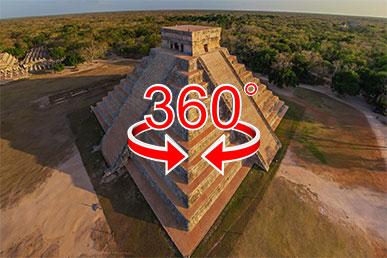 Pirámides mayas en la antigua ciudad de Chichén Itzá | vista 360º