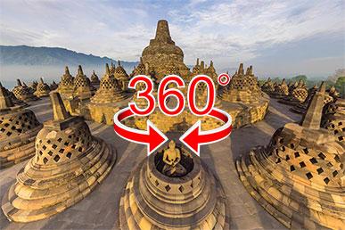 Buddyjska stupa Borobudur, Indonezja | Widok 360º
