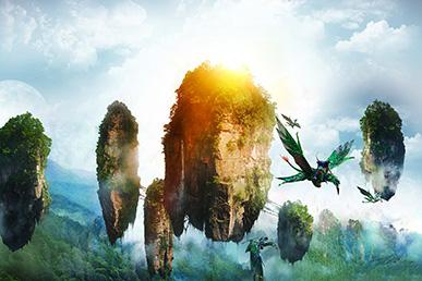 Fantastiska berg av Pandora från filmen "Avatar" av James Cameron