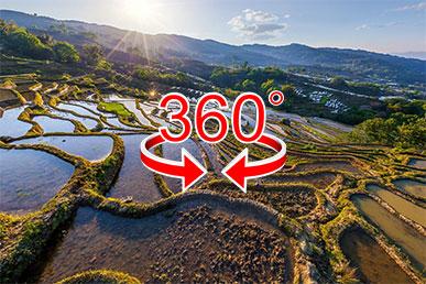 Nespočet rýžových teras Číny | 360° viditelnost